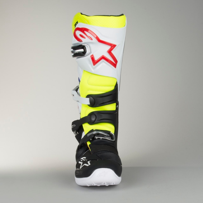 Buty motocyklowe Alpinestars Tech 7 biało-czarno-niebiesko-czerwono-fluo żółte
