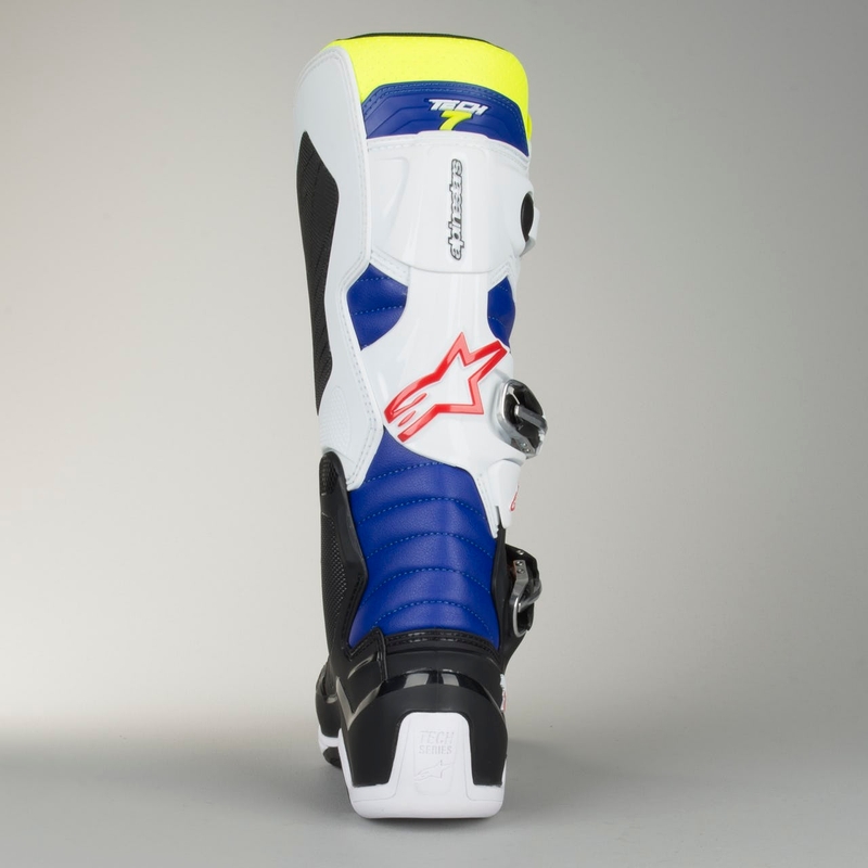Buty motocyklowe Alpinestars Tech 7 biało-czarno-niebiesko-czerwono-fluo żółte