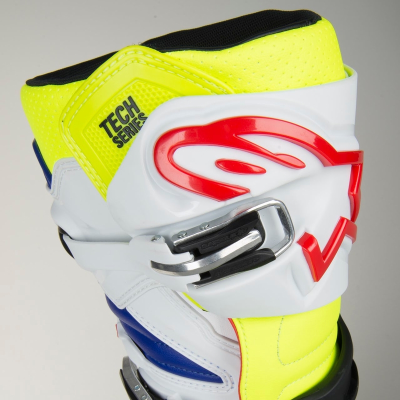 Buty motocyklowe Alpinestars Tech 7 biało-czarno-niebiesko-czerwono-fluo żółte
