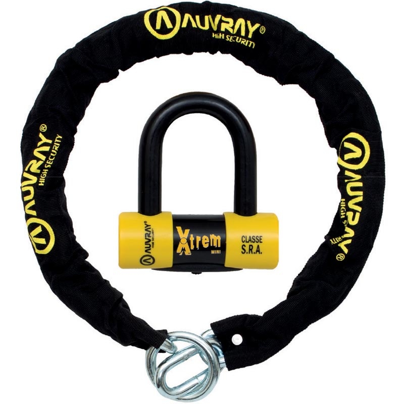 Blokada tarczowa AUVRAY X-Lock z łańcuchem 120 cm czarno-żółta