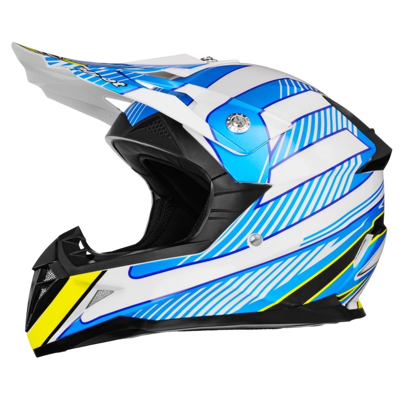 Motocrossowy kask ZED X1.9D biało-niebiesko-żółto-czarny wyprzedaż