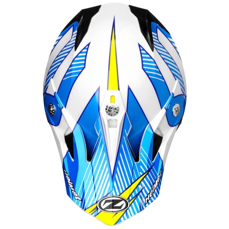 Motocrossowy kask ZED X1.9D biało-niebiesko-żółto-czarny wyprzedaż
