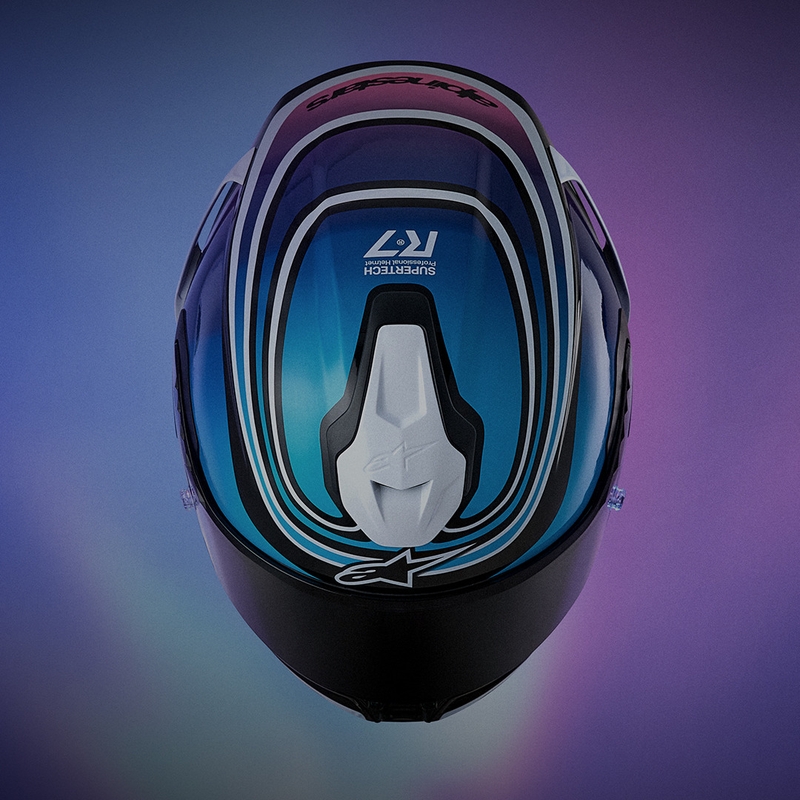Kask motocyklowy integralny Alpinestars S-R7 Zeal czarno-niebiesko-fluo-różowo-biały