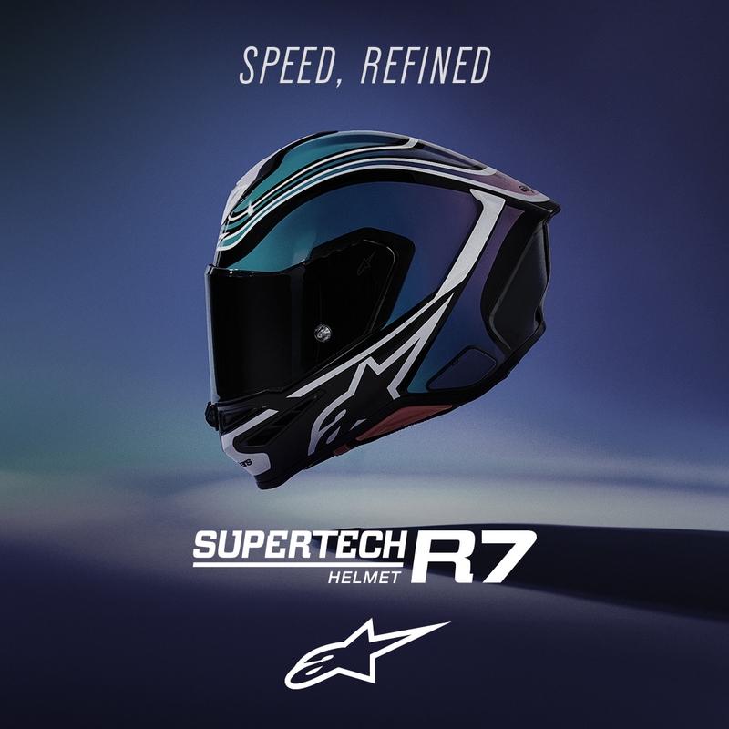 Kask motocyklowy integralny Alpinestars S-R7 Zeal czarno-niebiesko-fluo-różowo-biały