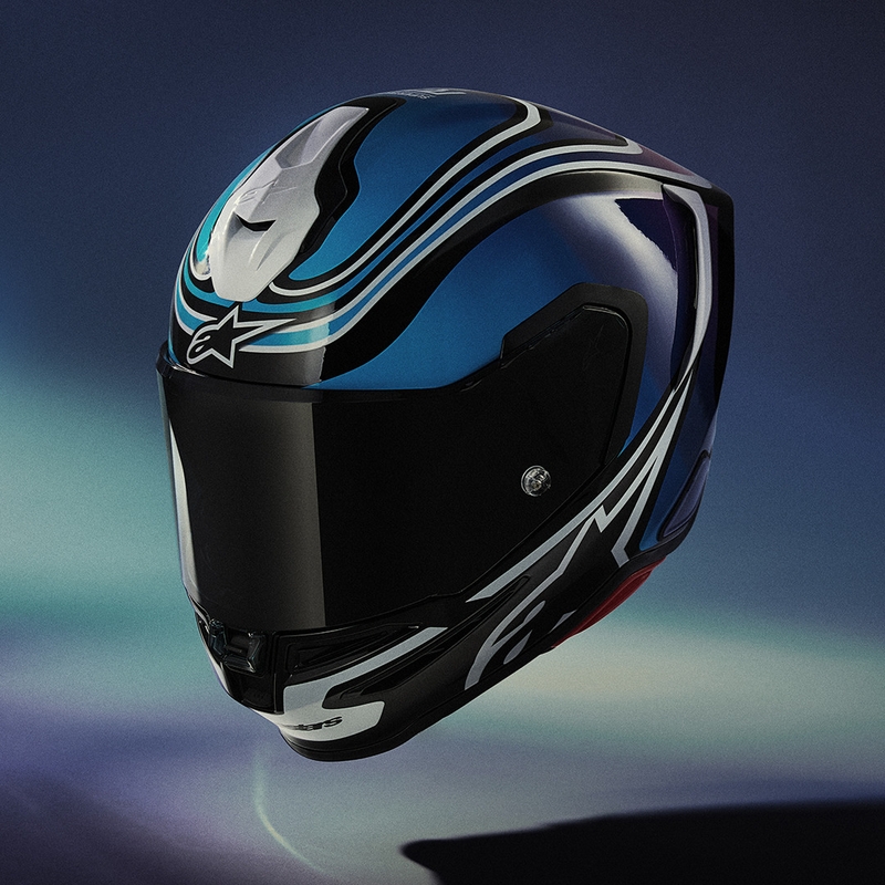 Kask motocyklowy integralny Alpinestars S-R7 Zeal czarno-niebiesko-fluo-różowo-biały