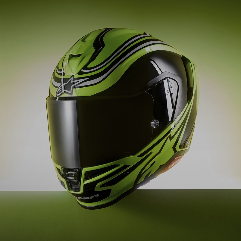 Kask motocyklowy integralny Alpinestars S-R7 Zeal w kolorze żółto-czarno-białym fluo