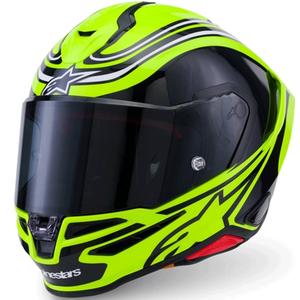 Kask motocyklowy integralny Alpinestars S-R7 Zeal w kolorze żółto-czarno-białym fluo