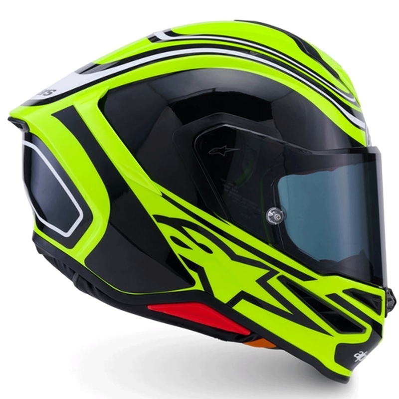 Kask motocyklowy integralny Alpinestars S-R7 Zeal w kolorze żółto-czarno-białym fluo