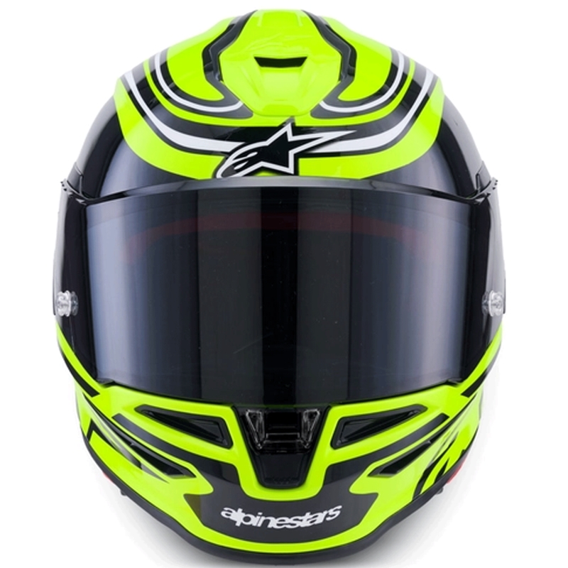 Kask motocyklowy integralny Alpinestars S-R7 Zeal w kolorze żółto-czarno-białym fluo