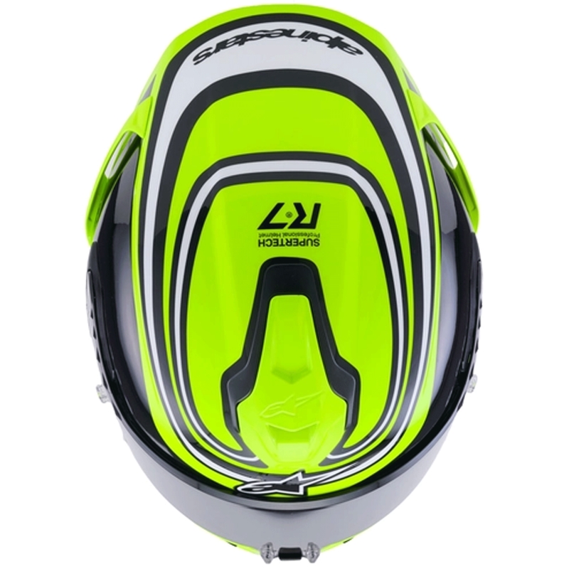 Kask motocyklowy integralny Alpinestars S-R7 Zeal w kolorze żółto-czarno-białym fluo
