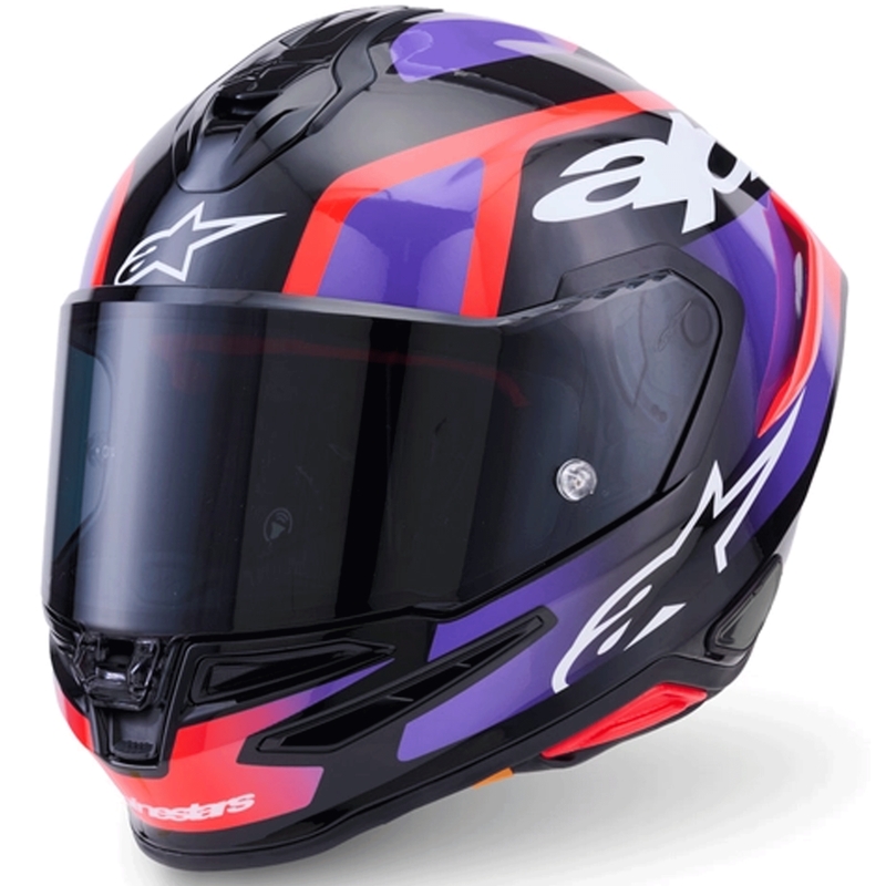 Kask motocyklowy integralny Alpinestars S-R7 Lumen czarno-fioletowo-fluo-czerwono-biały