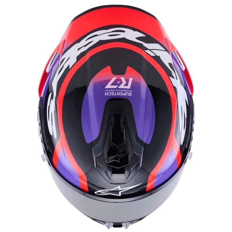 Kask motocyklowy integralny Alpinestars S-R7 Lumen czarno-fioletowo-fluo-czerwono-biały