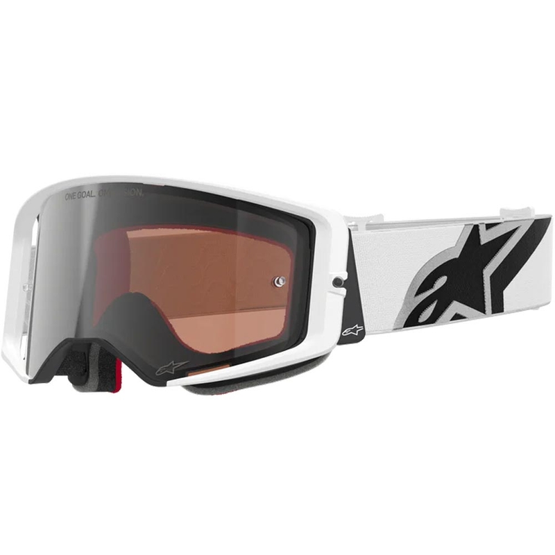Gogle motocrossowe Alpinestars Supertech Corp biało-szare z czerwonym pleksiglasem
