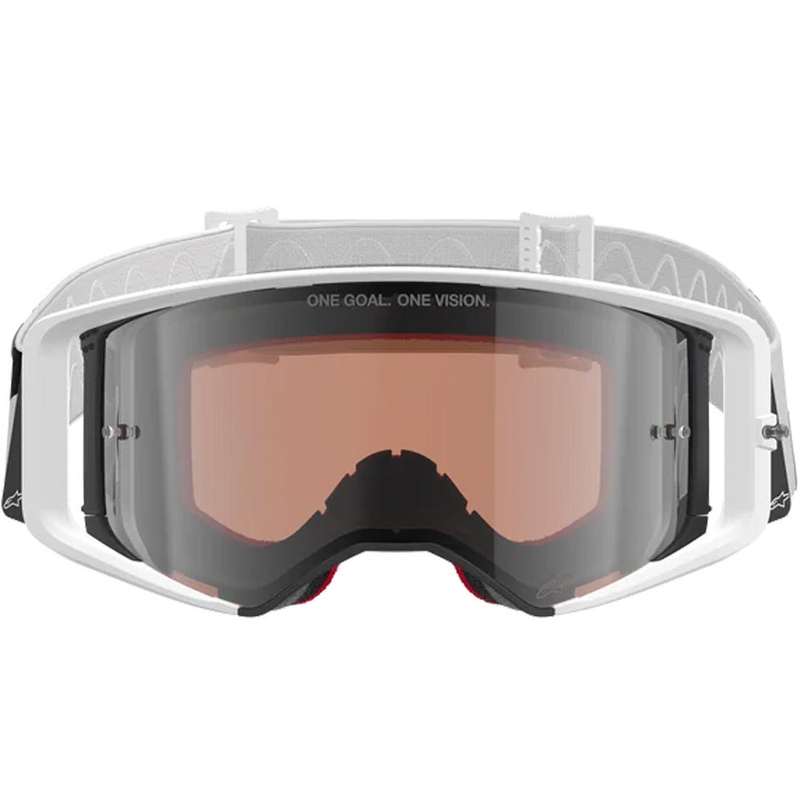 Gogle motocrossowe Alpinestars Supertech Corp biało-szare z czerwonym pleksiglasem