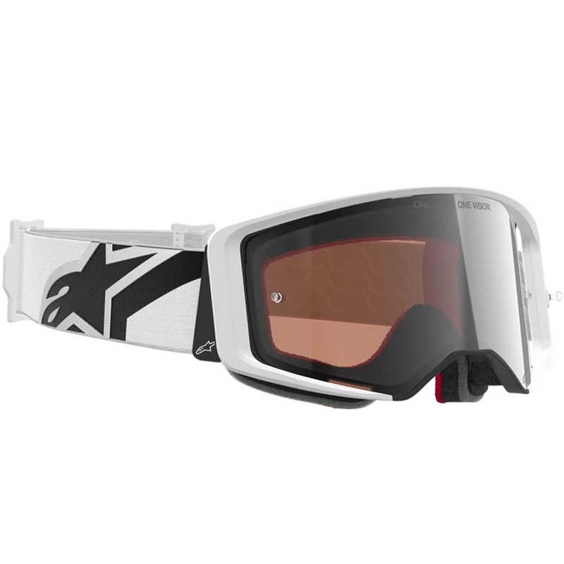 Gogle motocrossowe Alpinestars Supertech Corp biało-szare z czerwonym pleksiglasem