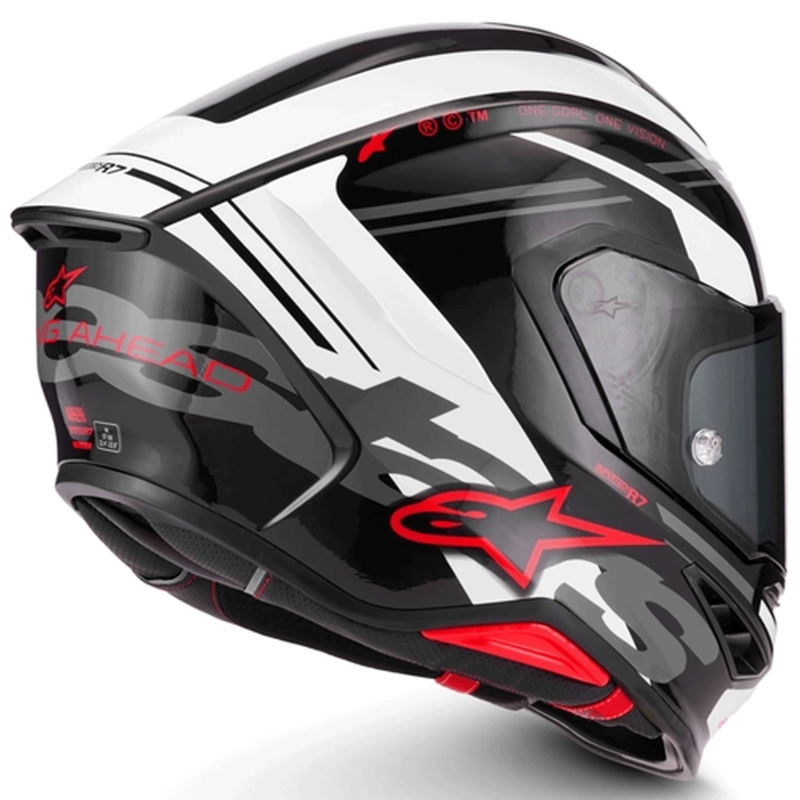 Kask motocyklowy integralny Alpinestars S-R7 A-Core czarno-biało-czerwony