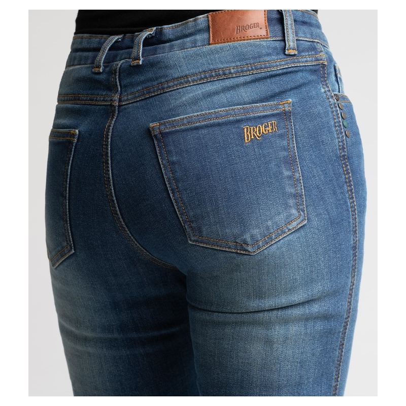 Damskie jeansy motocyklowe BROGER California niebieskie wyprzedaż