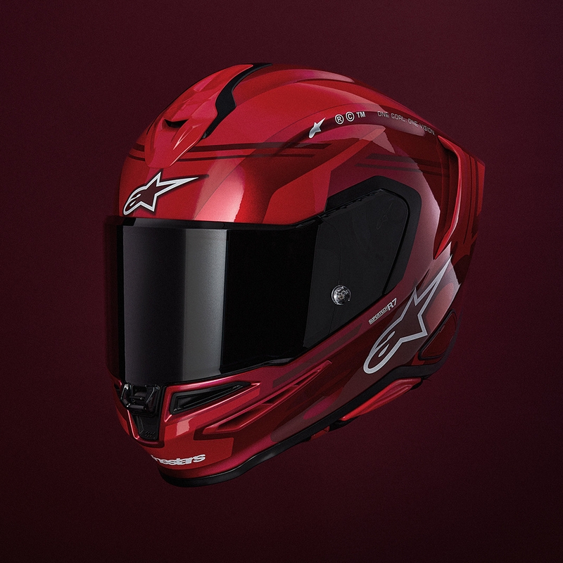 Kask motocyklowy integralny Alpinestars S-R7 A-Core czerwono-biały
