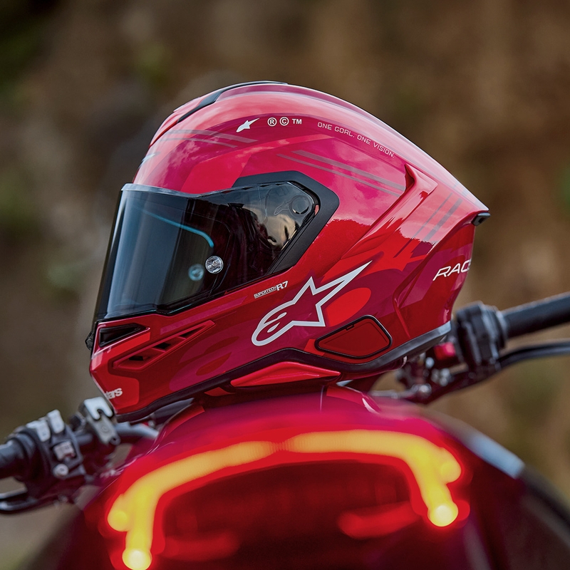 Kask motocyklowy integralny Alpinestars S-R7 A-Core czerwono-biały