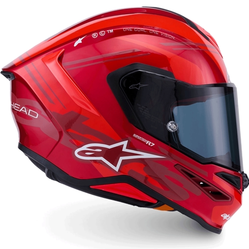 Kask motocyklowy integralny Alpinestars S-R7 A-Core czerwono-biały