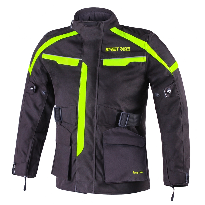 Dziecięca kurtka motocyklowa Street Racer Drago czarno-fluo żółta wyprzedaż