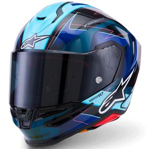 Kask motocyklowy integralny Alpinestars S-R7 Kinetis czarno-niebiesko-fluo-różowo-biały