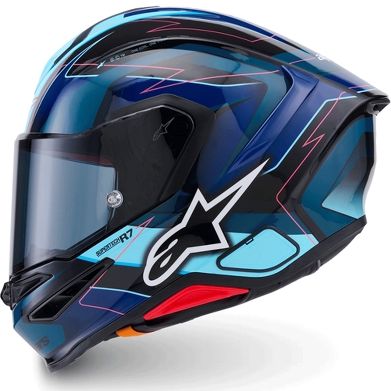 Kask motocyklowy integralny Alpinestars S-R7 Kinetis czarno-niebiesko-fluo-różowo-biały