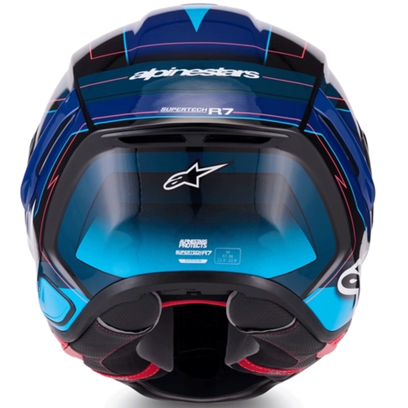 Kask motocyklowy integralny Alpinestars S-R7 Kinetis czarno-niebiesko-fluo-różowo-biały