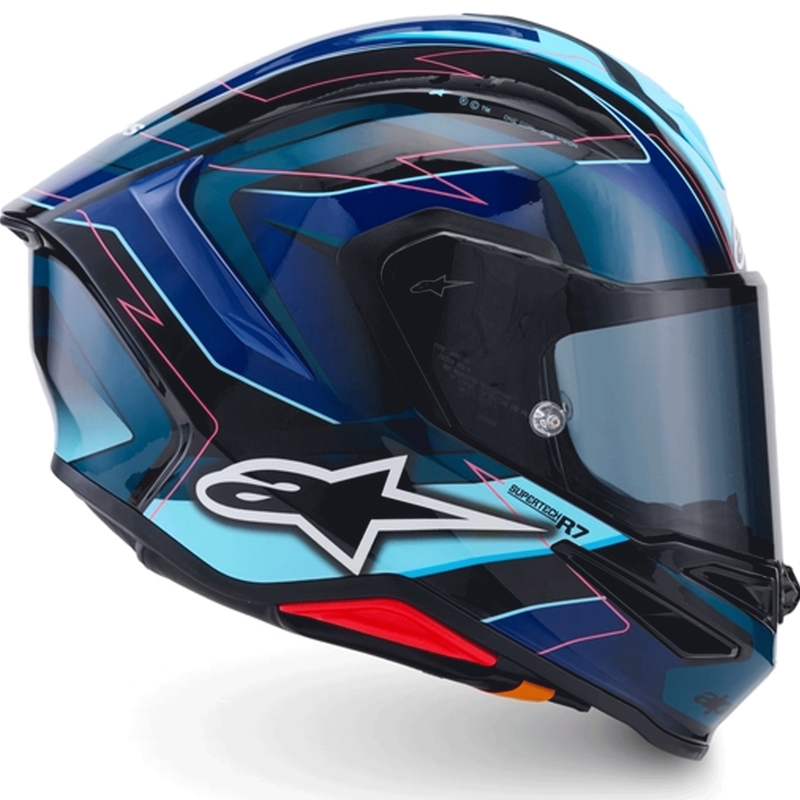 Kask motocyklowy integralny Alpinestars S-R7 Kinetis czarno-niebiesko-fluo-różowo-biały