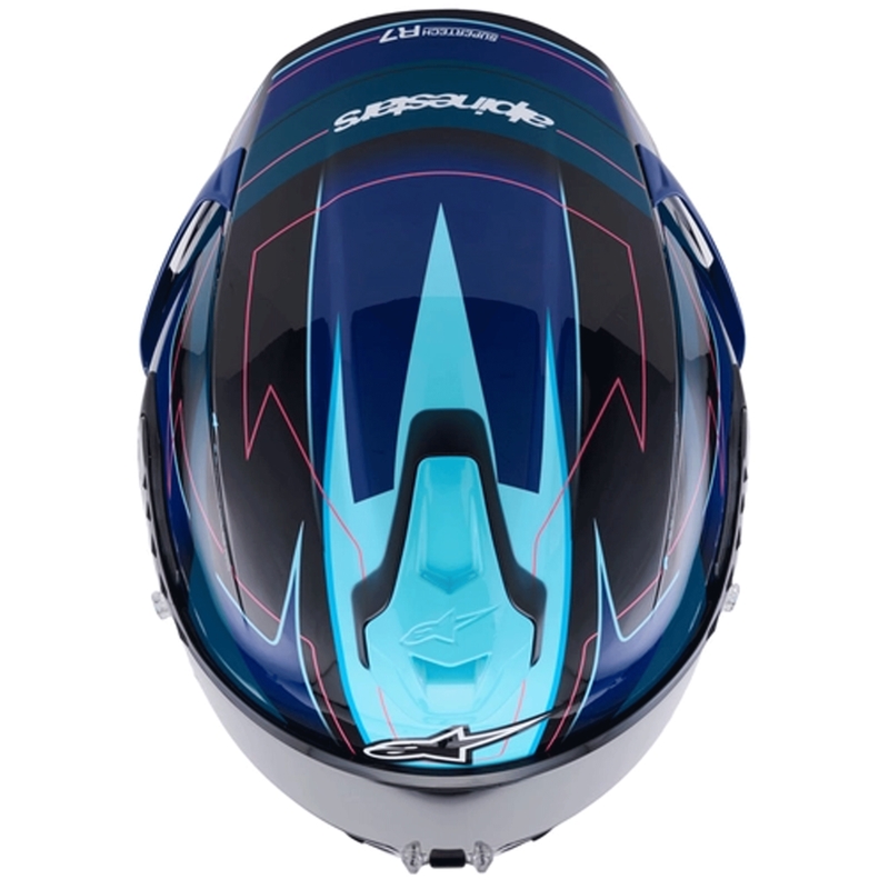 Kask motocyklowy integralny Alpinestars S-R7 Kinetis czarno-niebiesko-fluo-różowo-biały