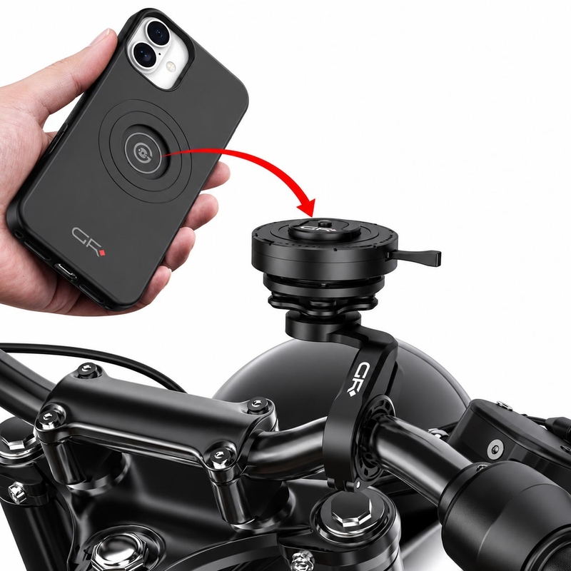 Uchwyt na telefon GRxplore MT10 na zakrzywioną kierownicę motocykla, czarny