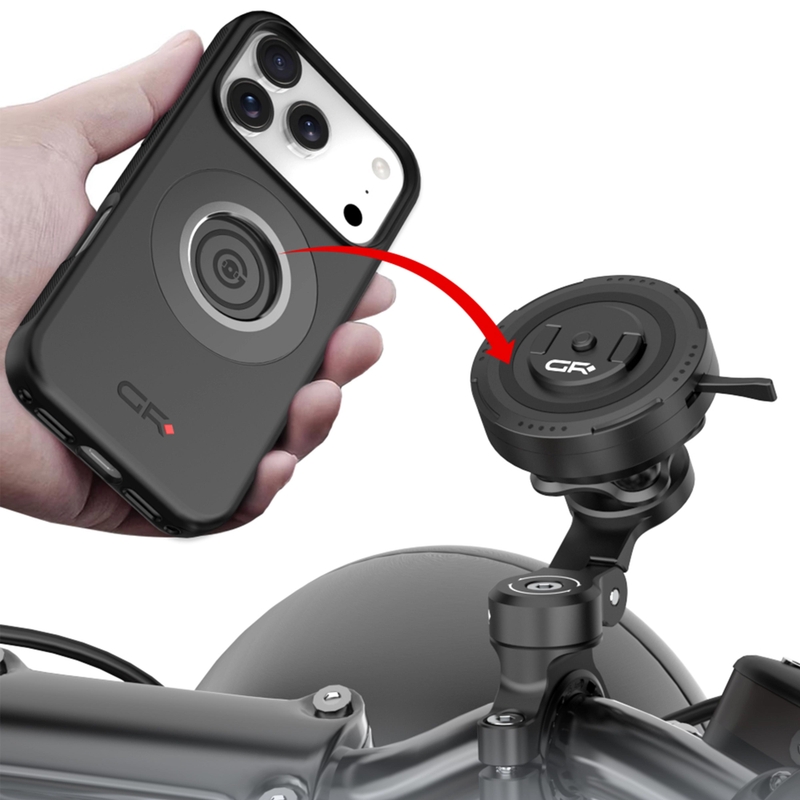Uchwyt na telefon na kierownicę motocykla z regulowanym ramieniem GRxplore MT11 czarny