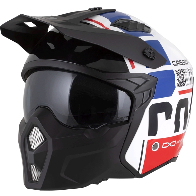 Kask motocyklowy modułowy Cassida Cross Country Code biało-czerwono-niebiesko-czarny