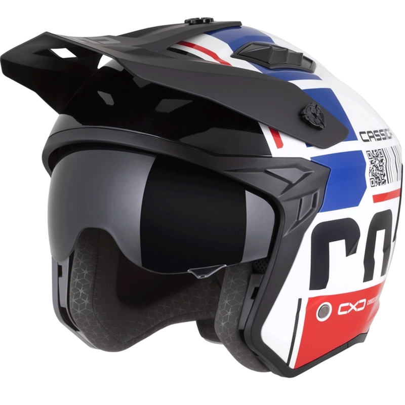 Kask motocyklowy modułowy Cassida Cross Country Code biało-czerwono-niebiesko-czarny