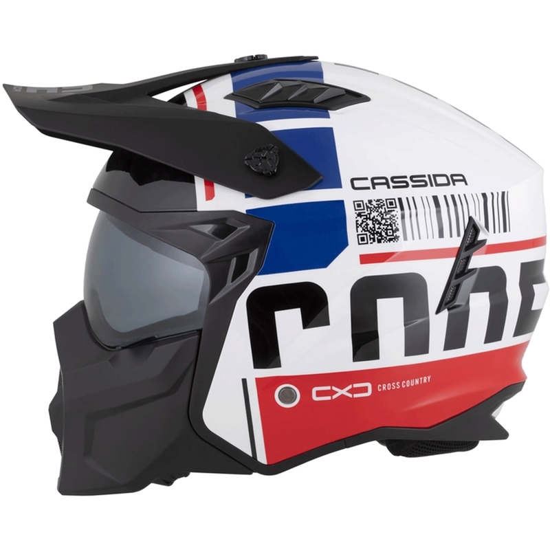 Kask motocyklowy modułowy Cassida Cross Country Code biało-czerwono-niebiesko-czarny
