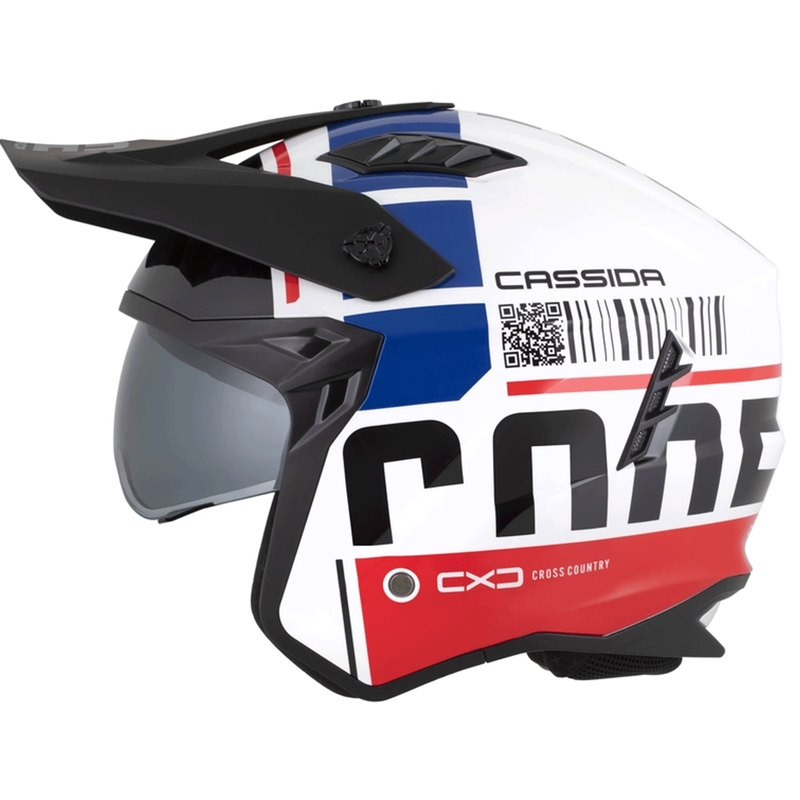 Kask motocyklowy modułowy Cassida Cross Country Code biało-czerwono-niebiesko-czarny