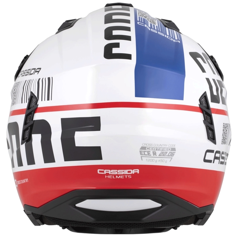 Kask motocyklowy modułowy Cassida Cross Country Code biało-czerwono-niebiesko-czarny
