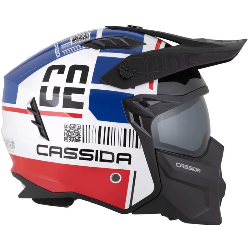Kask motocyklowy modułowy Cassida Cross Country Code biało-czerwono-niebiesko-czarny