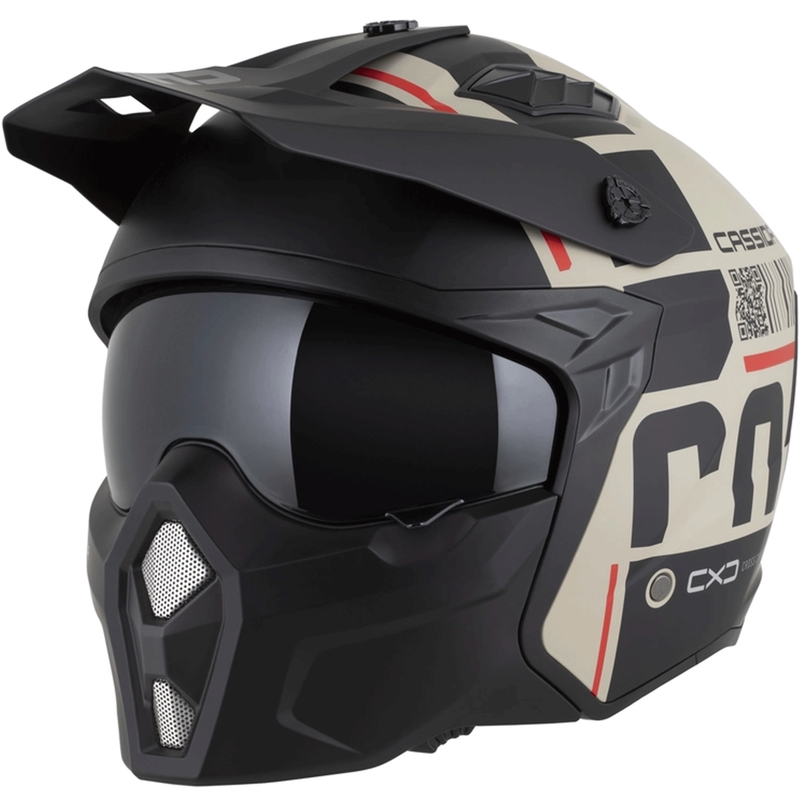 Kask motocyklowy modułowy Cassida Cross Country Code matowy piaskowo-czarno-czerwony