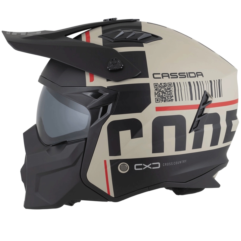 Kask motocyklowy modułowy Cassida Cross Country Code matowy piaskowo-czarno-czerwony