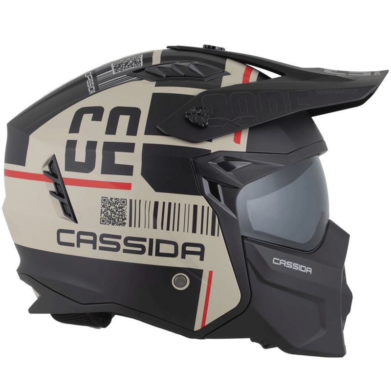 Kask motocyklowy modułowy Cassida Cross Country Code matowy piaskowo-czarno-czerwony