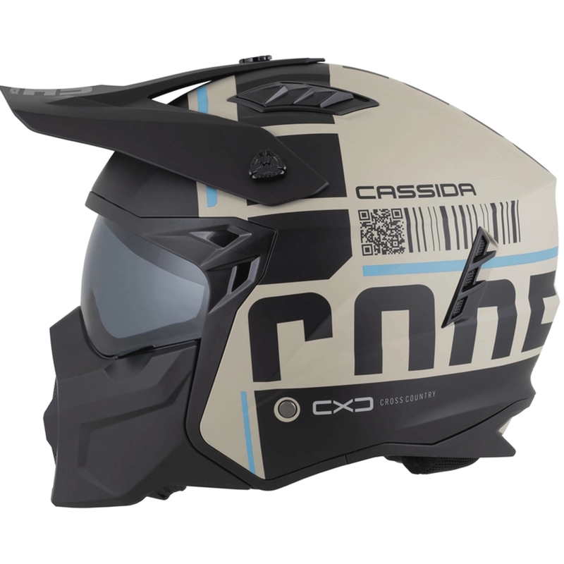Kask motocyklowy modułowy Cross Country Code matowy piaskowo-czarno-jasnoniebieski
