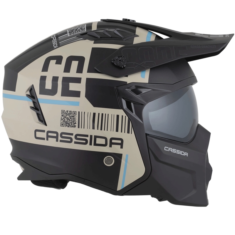 Kask motocyklowy modułowy Cross Country Code matowy piaskowo-czarno-jasnoniebieski