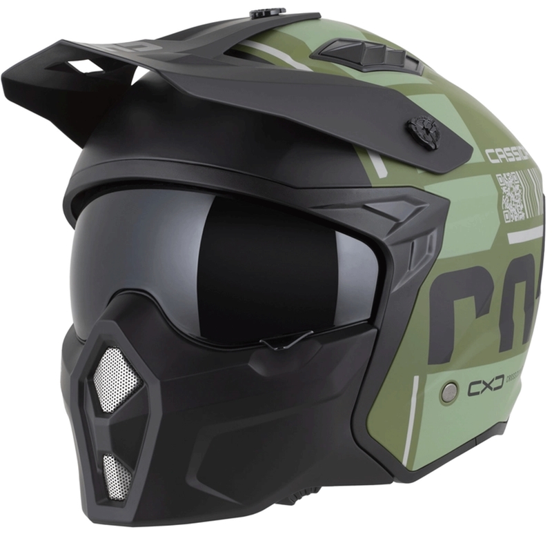 Kask motocyklowy modułowy Cassida Cross Country Code matowy zielono-szaro-czarny