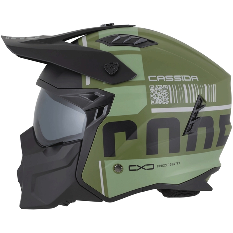 Kask motocyklowy modułowy Cassida Cross Country Code matowy zielono-szaro-czarny