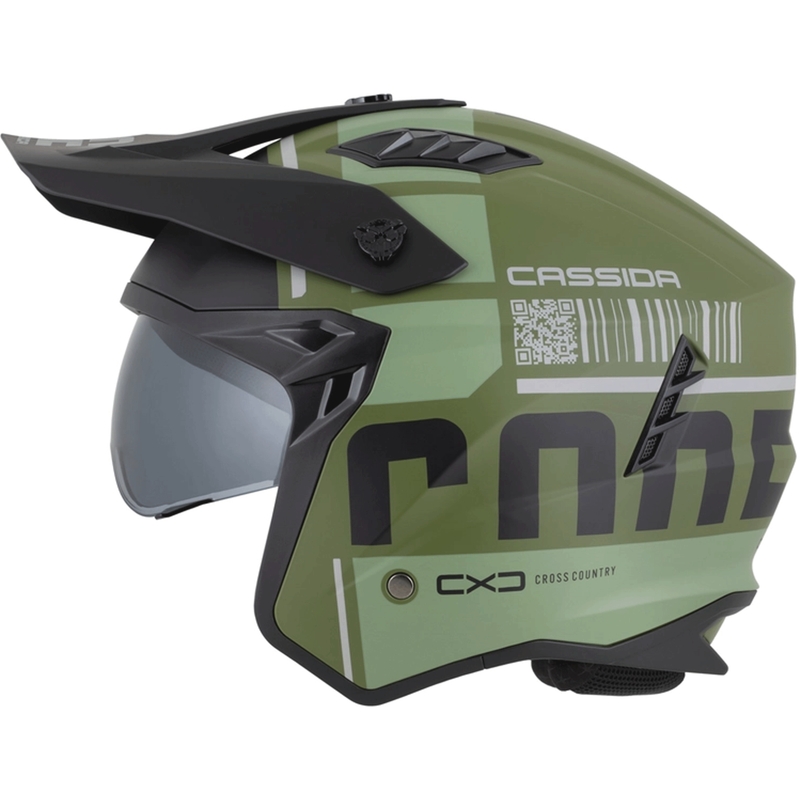 Kask motocyklowy modułowy Cassida Cross Country Code matowy zielono-szaro-czarny