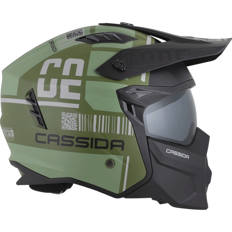 Kask motocyklowy modułowy Cassida Cross Country Code matowy zielono-szaro-czarny