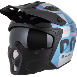 Kask motocyklowy modułowy Cassida Cross Country Code perłowo-niebiesko-srebrno-różowo-czarny