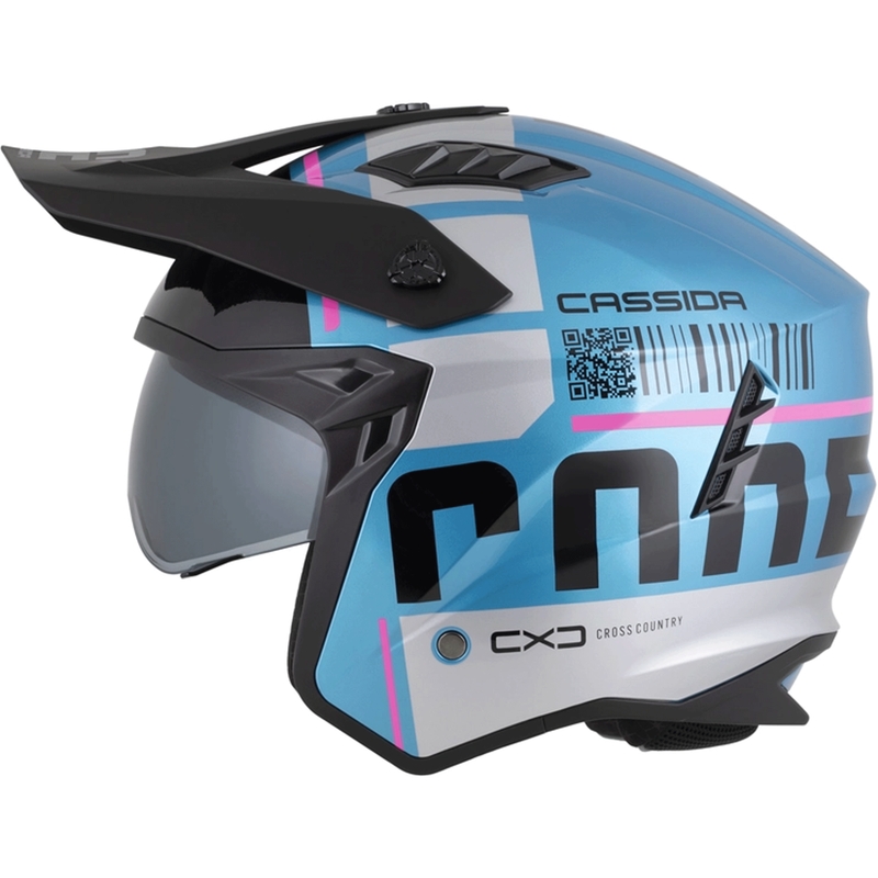 Kask motocyklowy modułowy Cassida Cross Country Code perłowo-niebiesko-srebrno-różowo-czarny