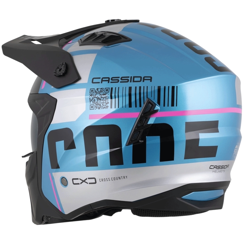 Kask motocyklowy modułowy Cassida Cross Country Code perłowo-niebiesko-srebrno-różowo-czarny